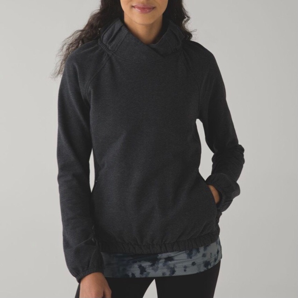 Lululemon After All Pullover Heathered Black sz 10